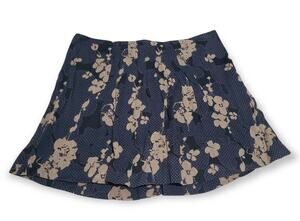 DKNY Blue Floral Print Zip Back Mini Skirt
